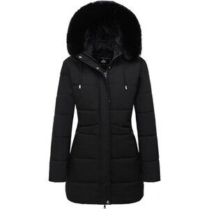 Women's Winter Puffer Coat Thicken Fleece Lined Down Jacket Waterproof Faux Fur